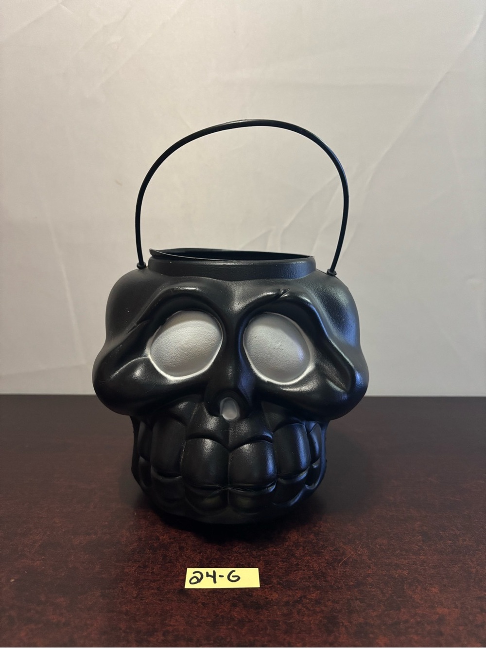 Black Skull Treat Bucket - Halloween Candy Holder